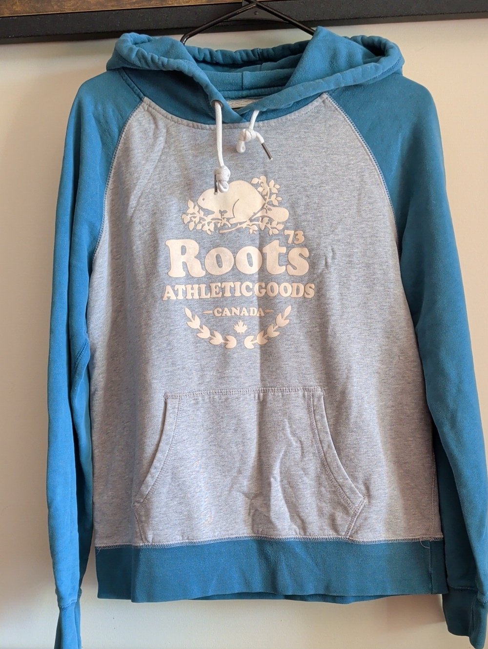 Roots Men's Blue And Grey Hoodie